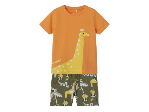 Name It dusty olive giraf shorts/t-shirt sæt